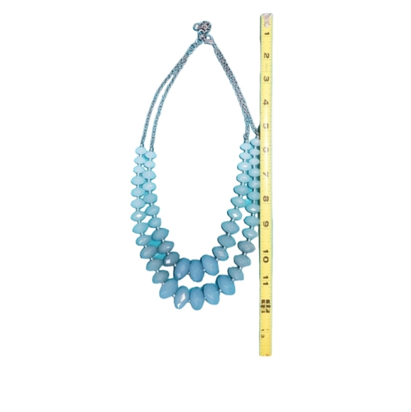Catherines Jewelry - Catherine's Beaded Necklace Variegated Turquoise Blues with Silver Chain